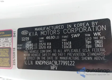 2020 Kia Sportage Ex from USA, damaged, VIN KNDPN3AC9L7799122